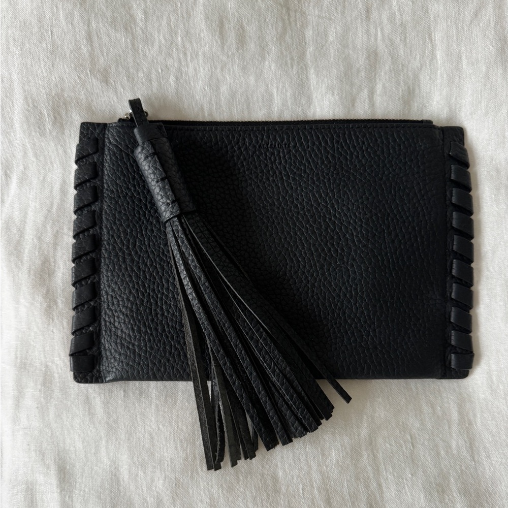 Black Pebbled Leather Clutch, All Saints